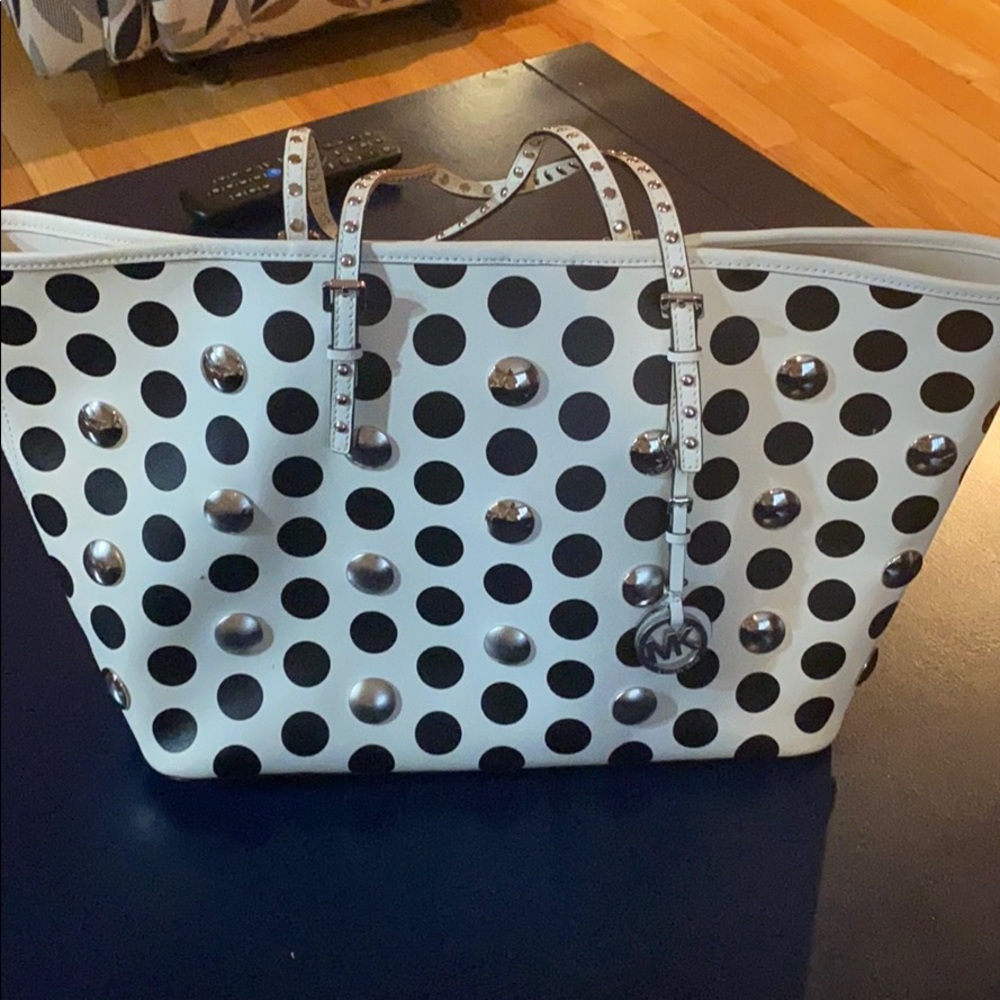 Michael Kors White with Black Polka Dot Bag